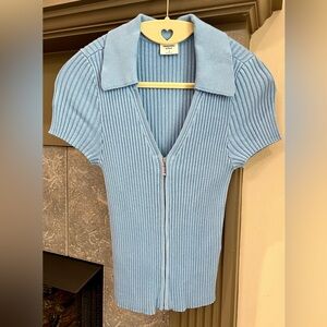 Abercrombie & Fitch Zip Front Short Sleeved Sweater - Ladies Size Small